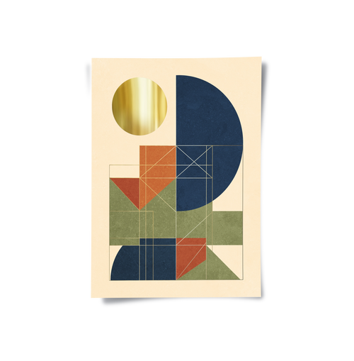 Mid-Century Modern Gold Sun - Poster