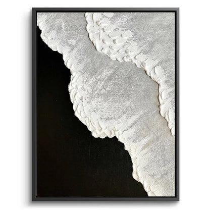 Midnight Foam abstract wall art with deep dark tones and soft flowing textures for UAE interiors