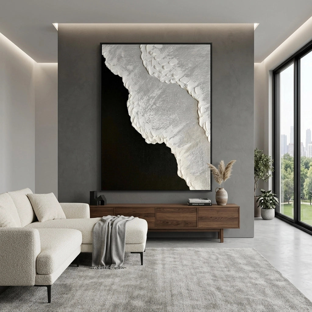 Elegant midnight foam wall art with soft wave-like design perfect for UAE living spaces