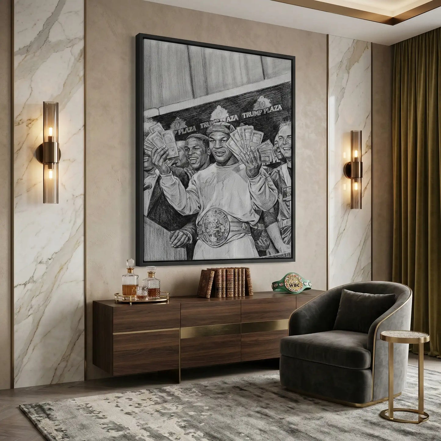 2Mike Tyson Trump Plaza Victory Sketch - Canvas