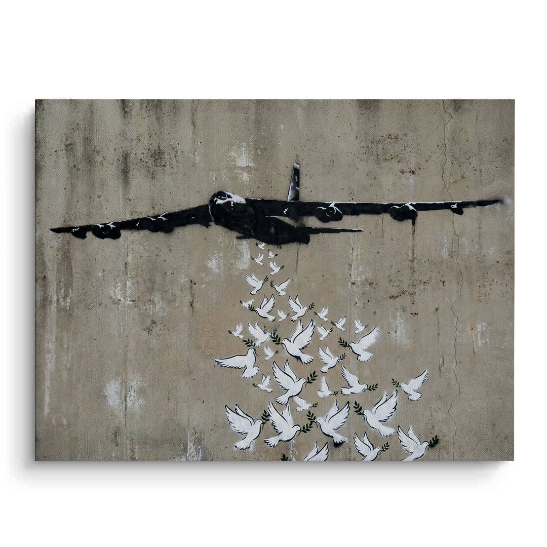 2Military Plane with Peace Doves - Canvas