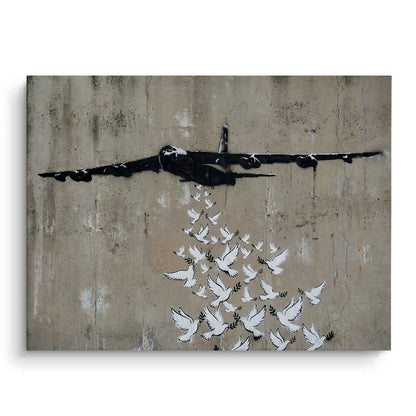 Military Plane with Peace Doves - Canvas