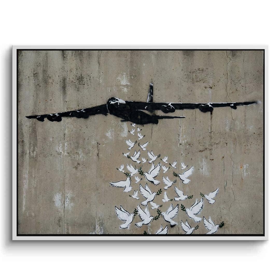 2Military Plane with Peace Doves - Canvas