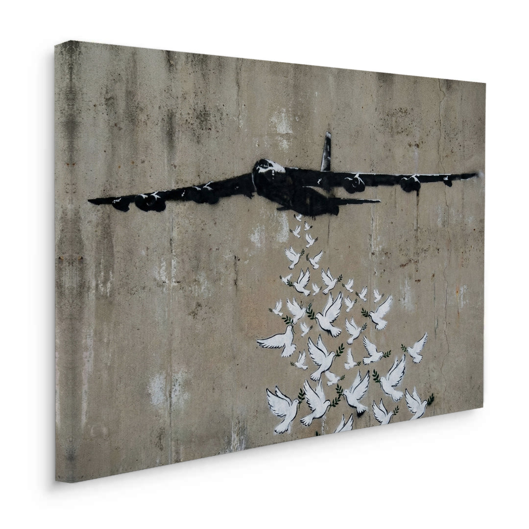 2Military Plane with Peace Doves - Canvas