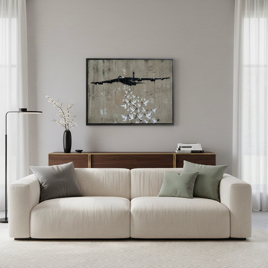 2Military Plane with Peace Doves - Canvas