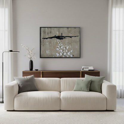 Military Plane with Peace Doves - Canvas