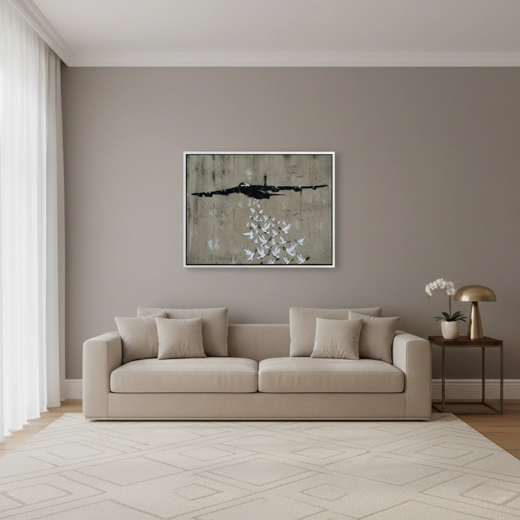2Military Plane with Peace Doves - Canvas
