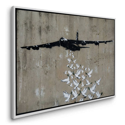 Military Plane with Peace Doves - Canvas