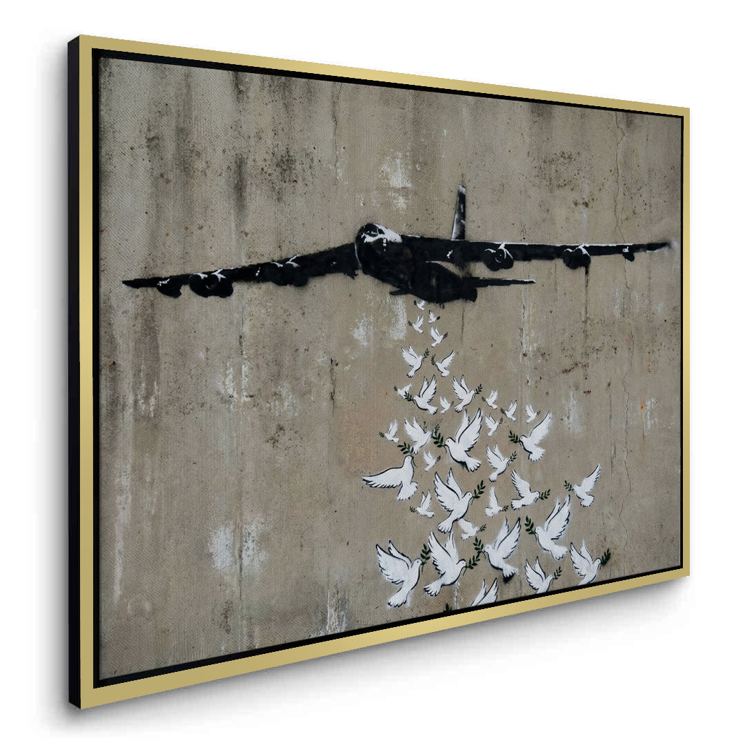 2Military Plane with Peace Doves - Canvas