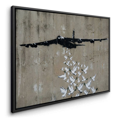 Military Plane with Peace Doves - Canvas