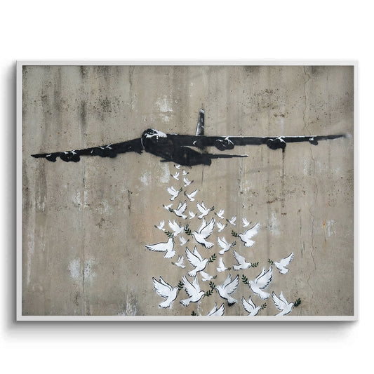 Military Plane with Peace Doves - Fine Art