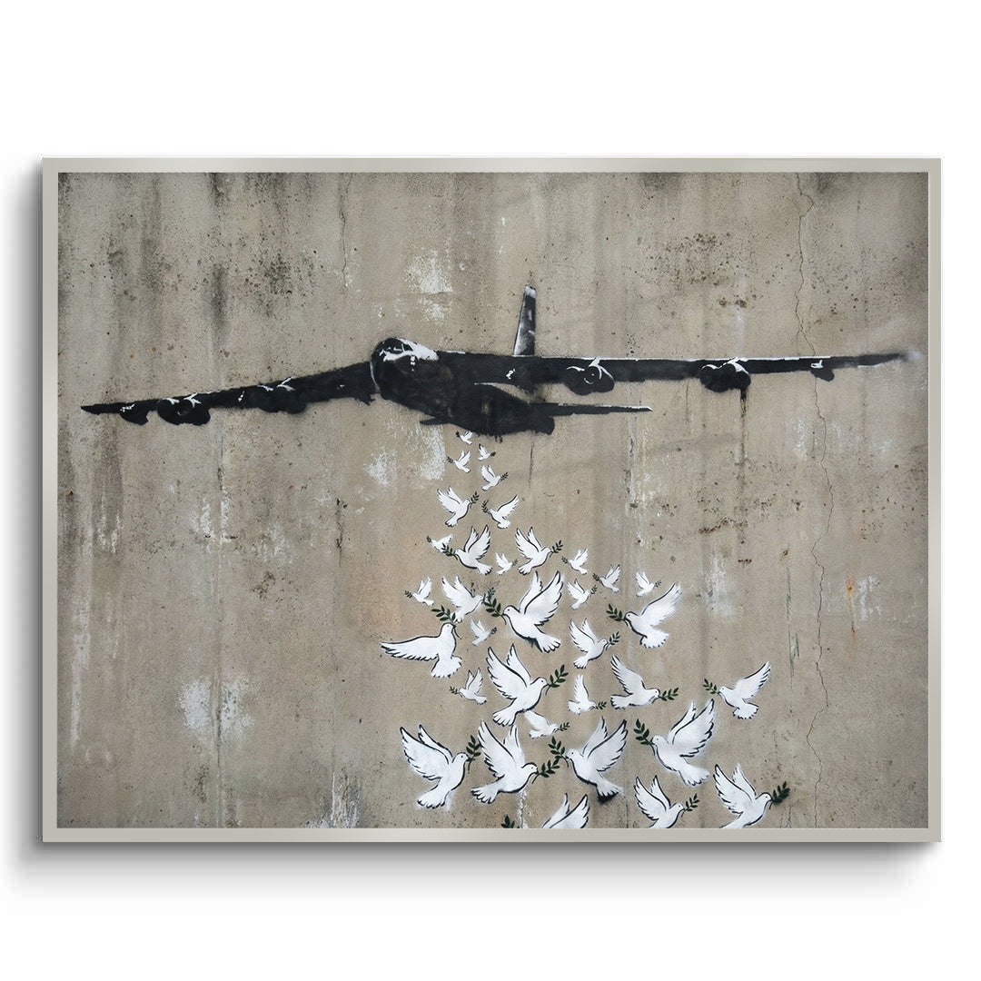 2Military Plane with Peace Doves - Fine Art