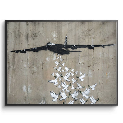 Military Plane with Peace Doves - Fine Art
