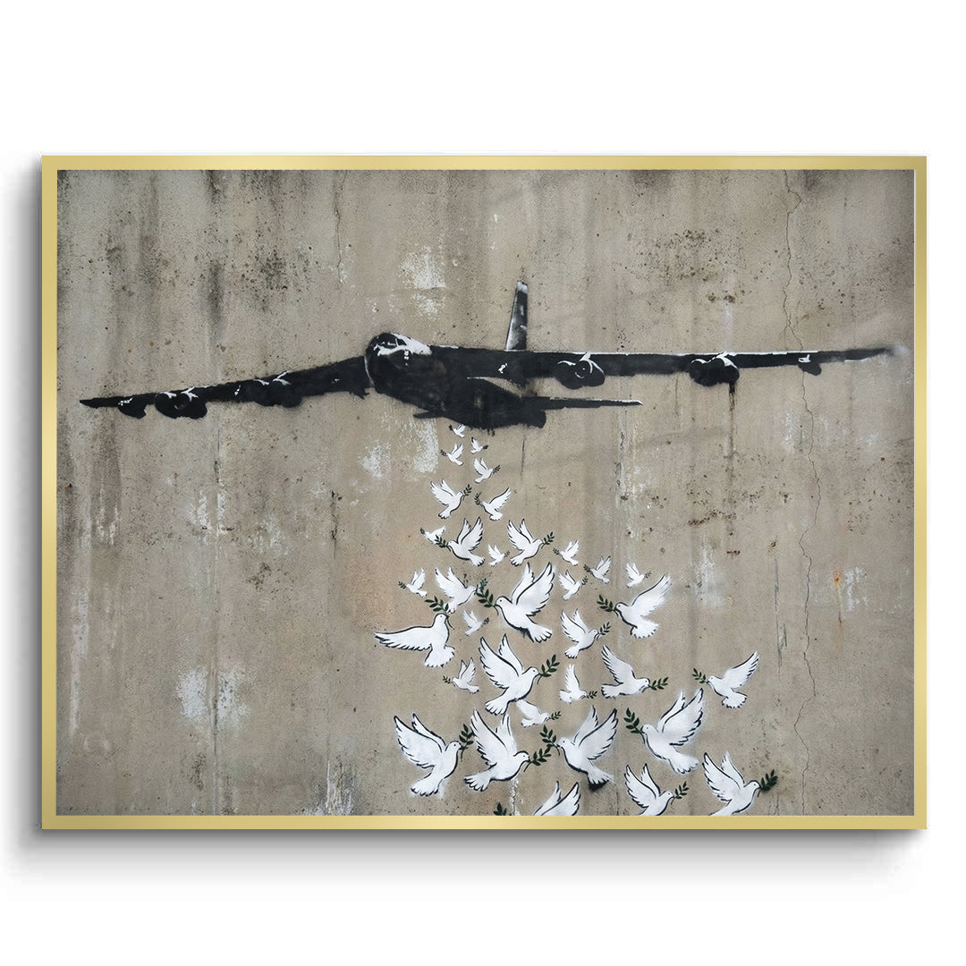 2Military Plane with Peace Doves - Fine Art