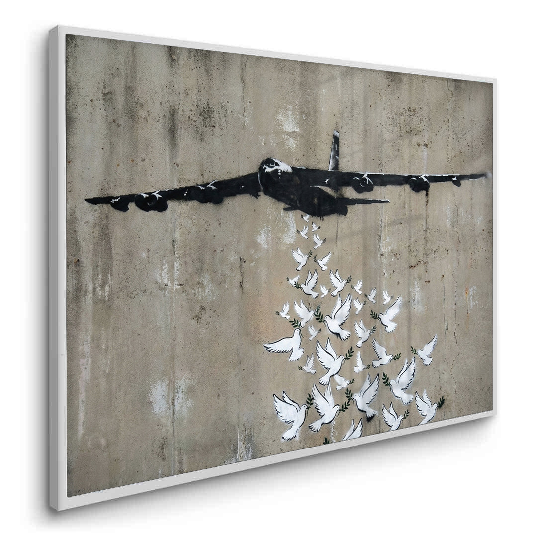 2Military Plane with Peace Doves - Fine Art
