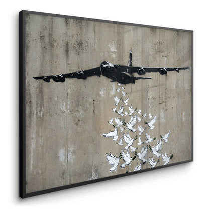 Military Plane with Peace Doves - Fine Art