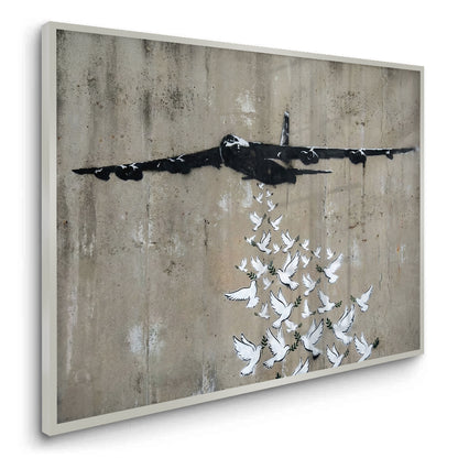 Military Plane with Peace Doves - Fine Art