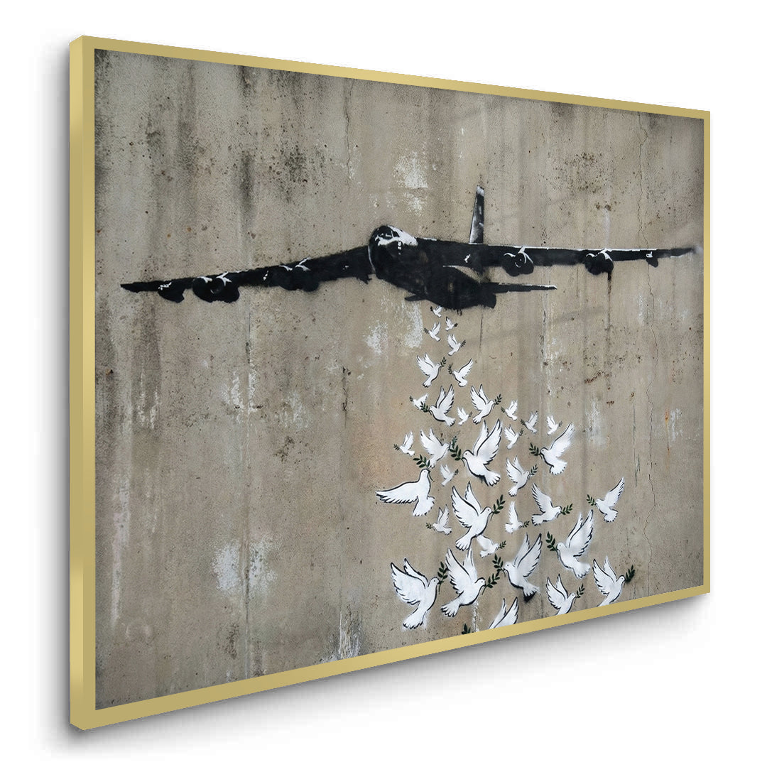 2Military Plane with Peace Doves - Fine Art