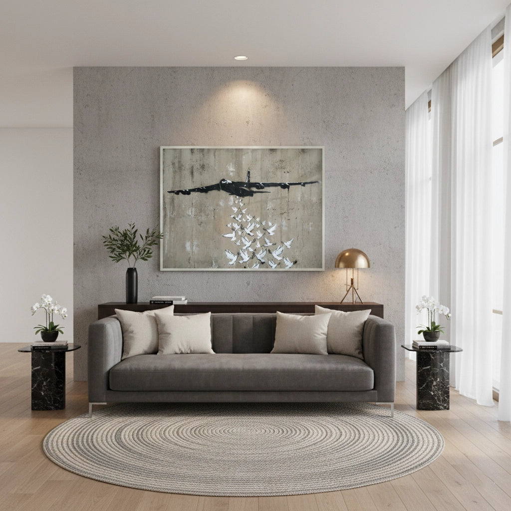 2Military Plane with Peace Doves - Fine Art