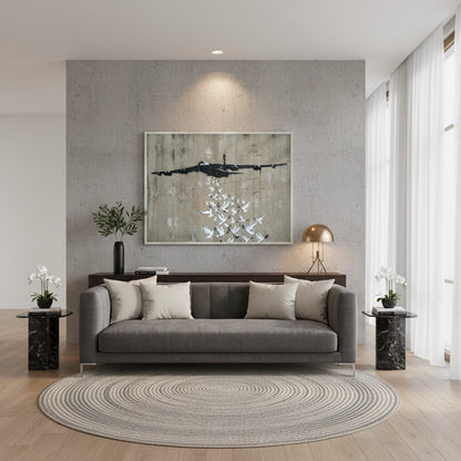 Military Plane with Peace Doves - Fine Art