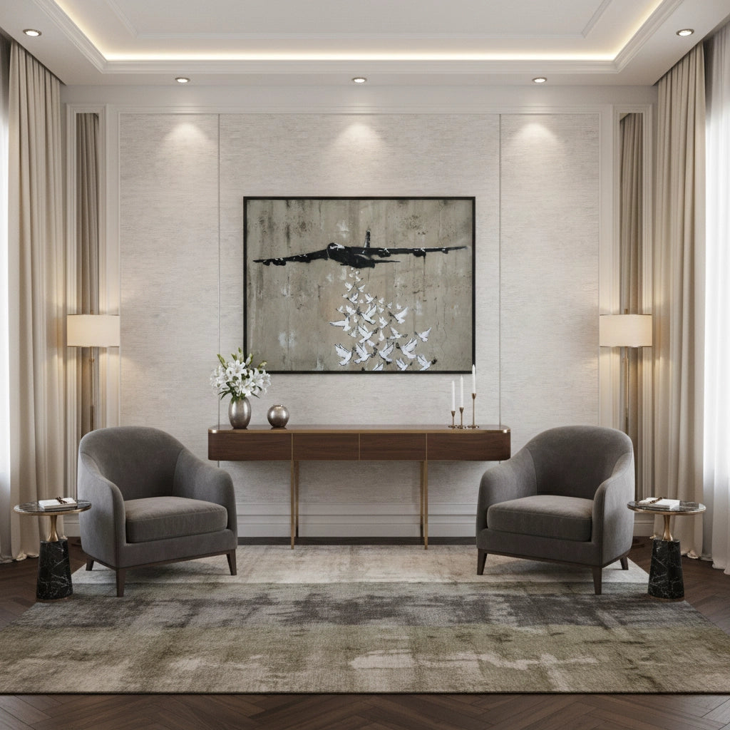 2Military Plane with Peace Doves - Fine Art