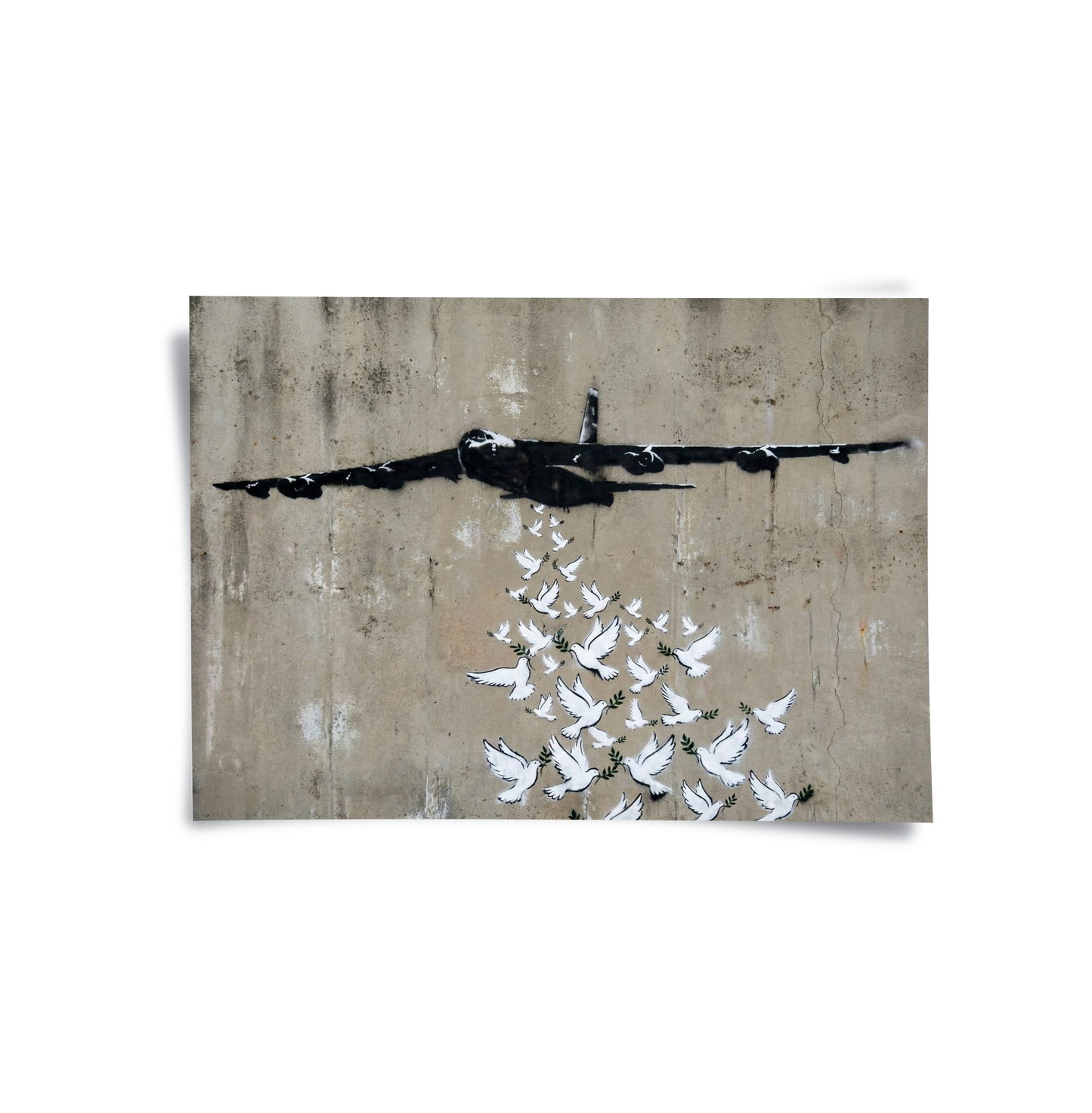 2Military Plane with Peace Doves - Poster