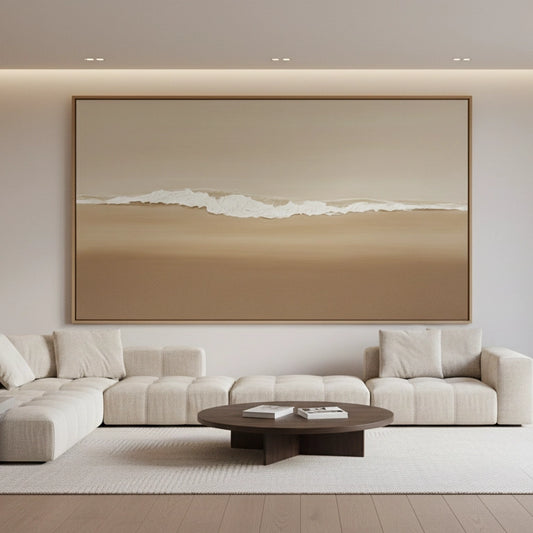 Minimalist Beige Shoreline Painting #MBSH110