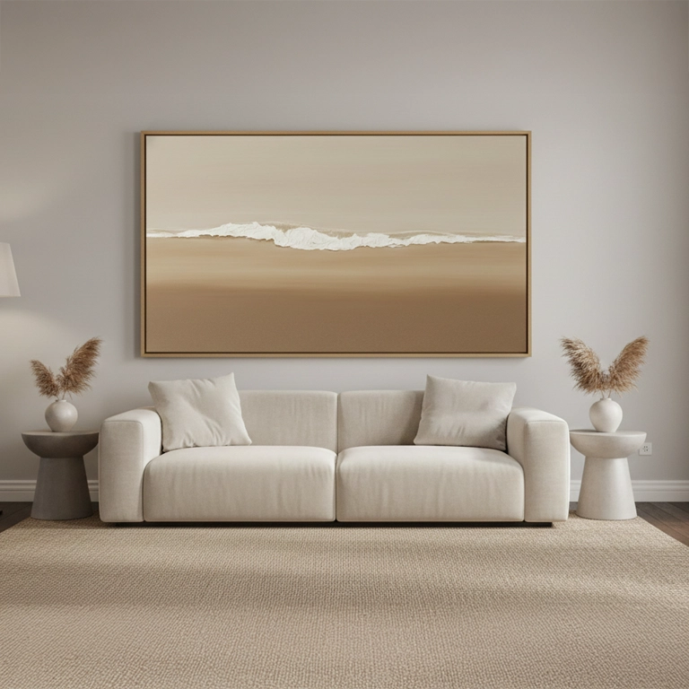 2Minimalist Beige Shoreline Painting #MBSH110