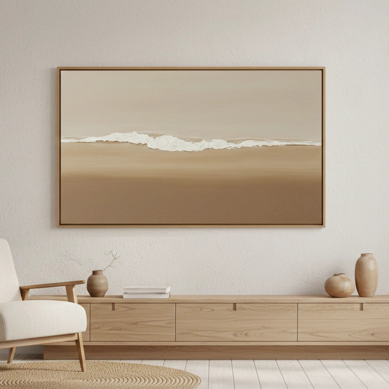2Minimalist Beige Shoreline Painting #MBSH110