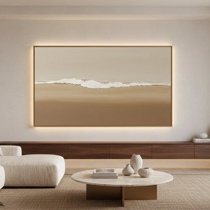 Minimalist Beige Shoreline Painting #MBSH110