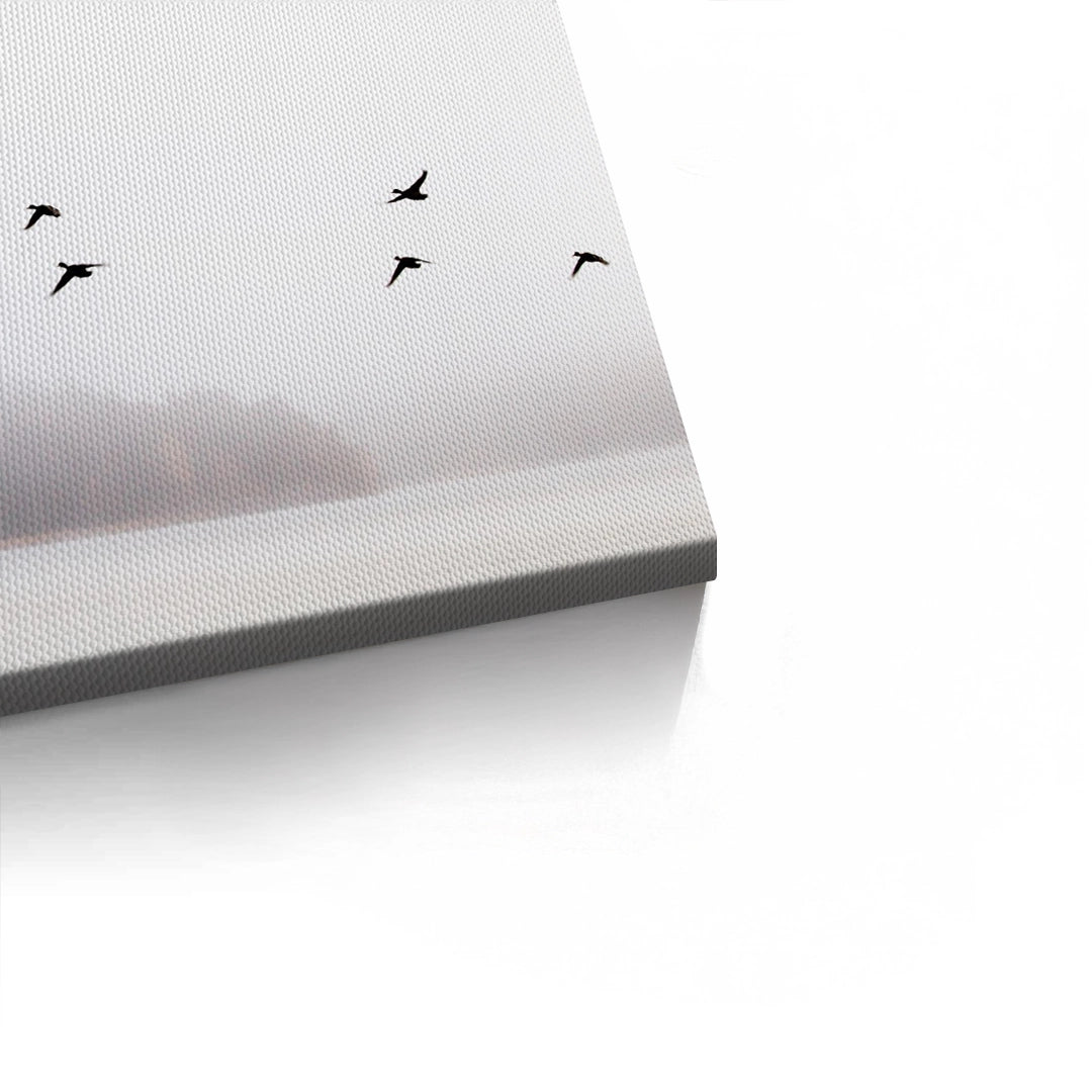 2Minimalist Birds Over Misty Lake  - Canvas