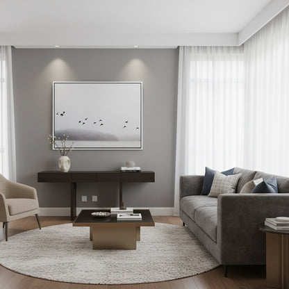 Minimalist Birds Over Misty Lake  - Canvas