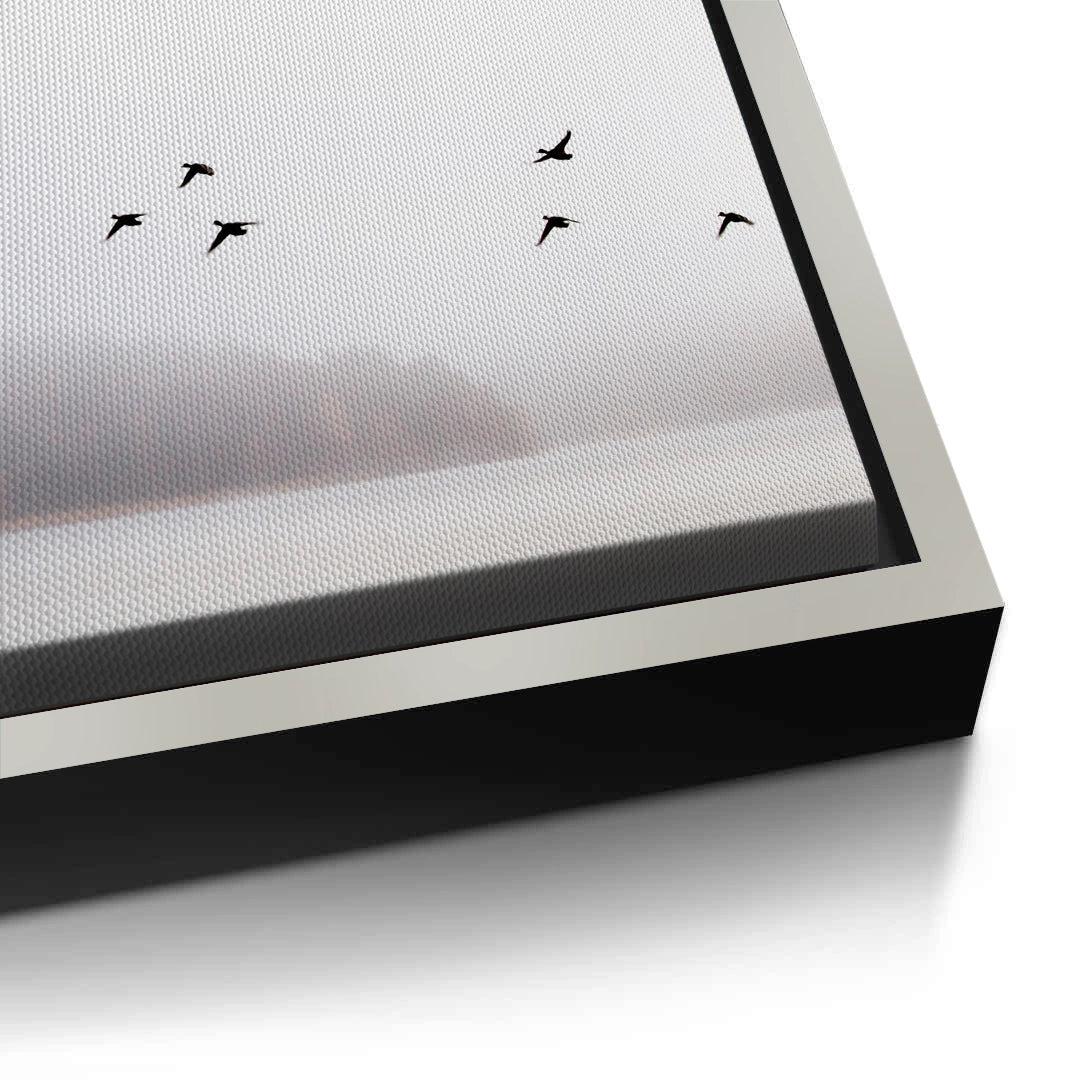 2Minimalist Birds Over Misty Lake  - Canvas
