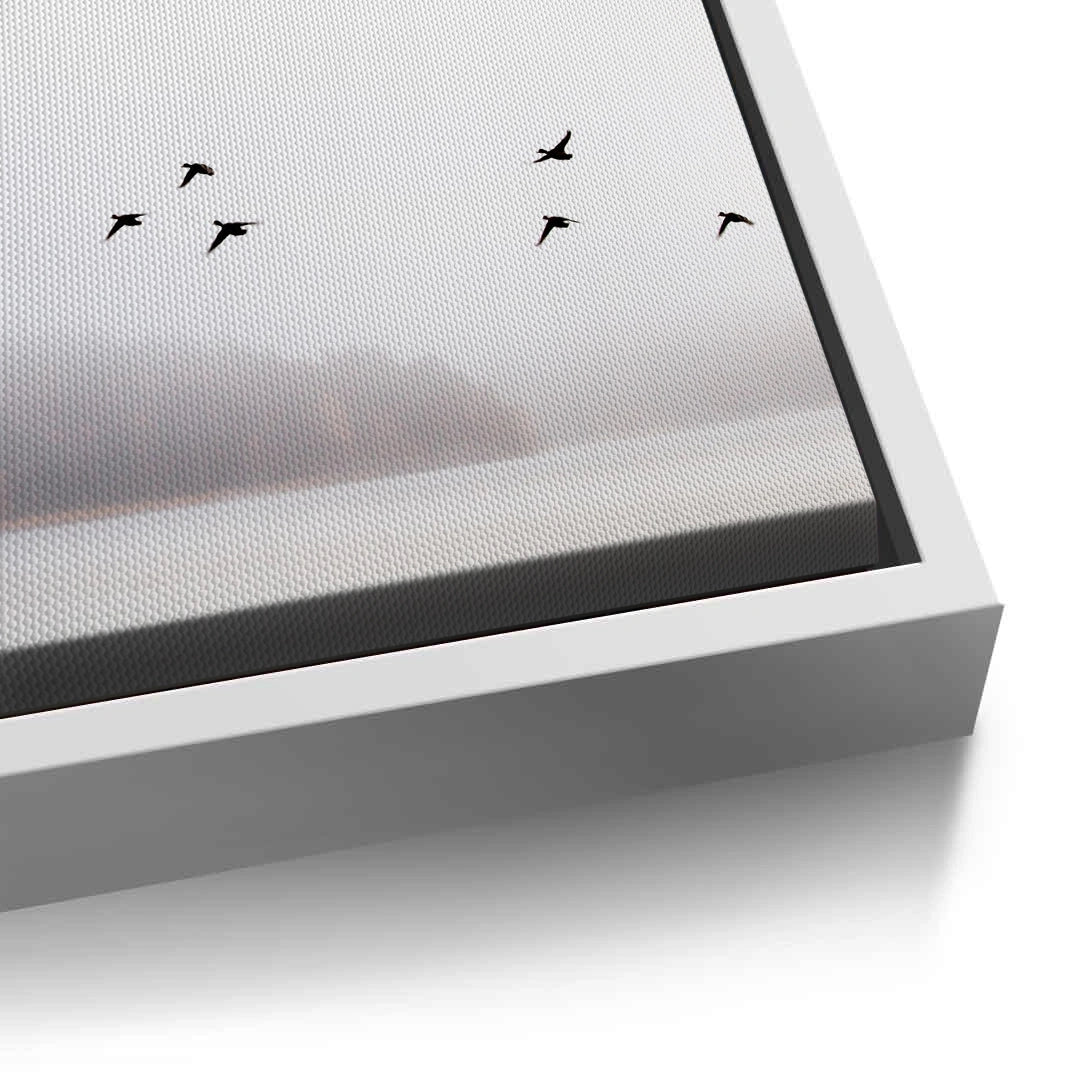 2Minimalist Birds Over Misty Lake  - Canvas