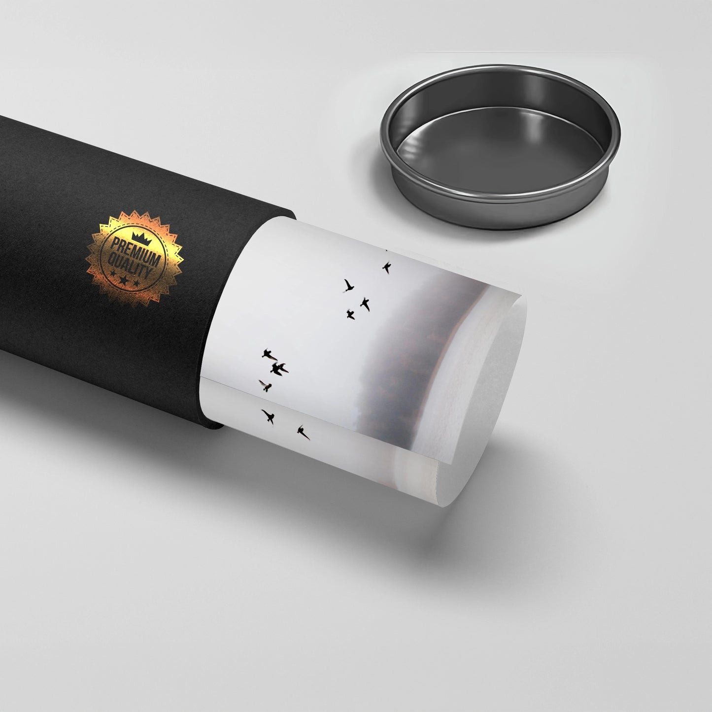 2Minimalist Birds Over Misty Lake - Poster