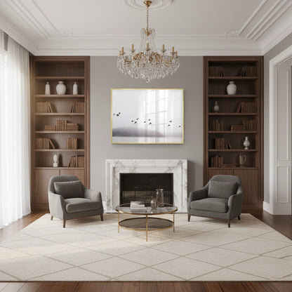 Minimalist Birds Over Misty Lake - Fine Art