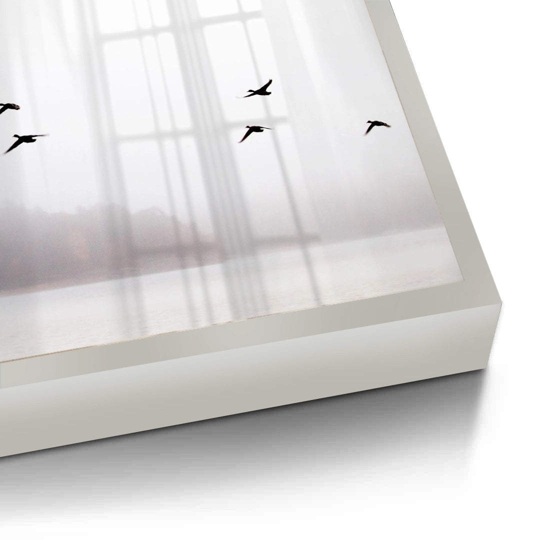 2Minimalist Birds Over Misty Lake - Fine Art