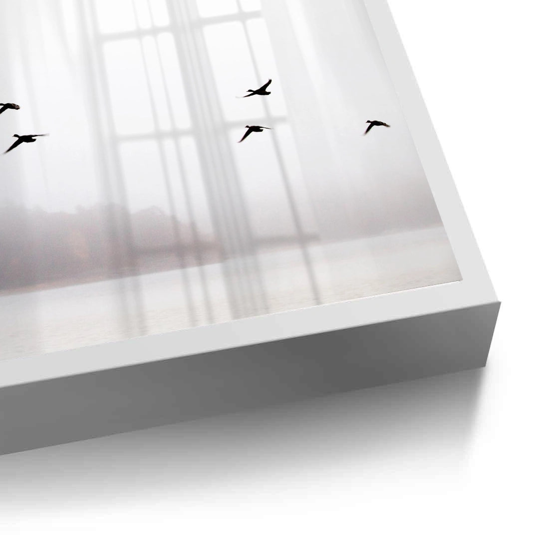 2Minimalist Birds Over Misty Lake - Fine Art