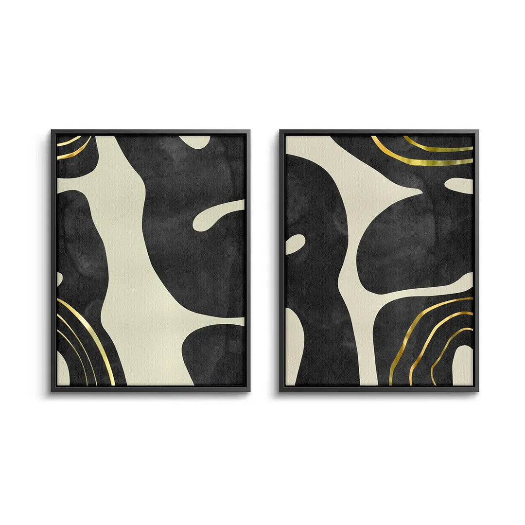 Minimalist Black and Gold Set of 2 - Canvas - Jasmineart.ae