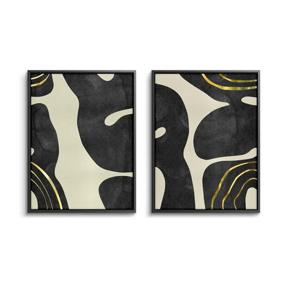 Minimalist Black and Gold Set of 2 - Canvas