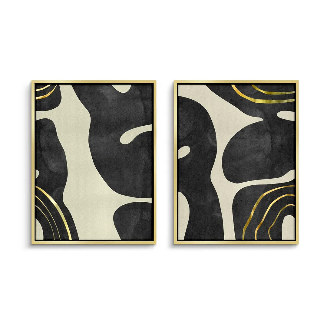 Minimalist Black and Gold Set of 2 - Canvas - Jasmineart.ae