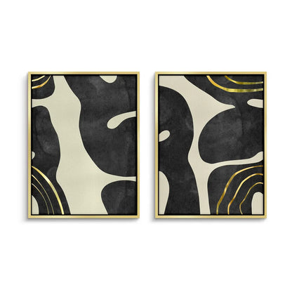 Minimalist Black and Gold Set of 2 - Canvas