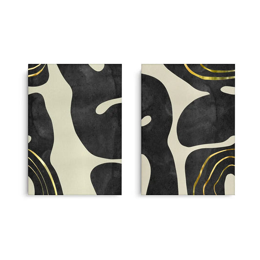 Minimalist Black and Gold Set of 2 - Canvas
