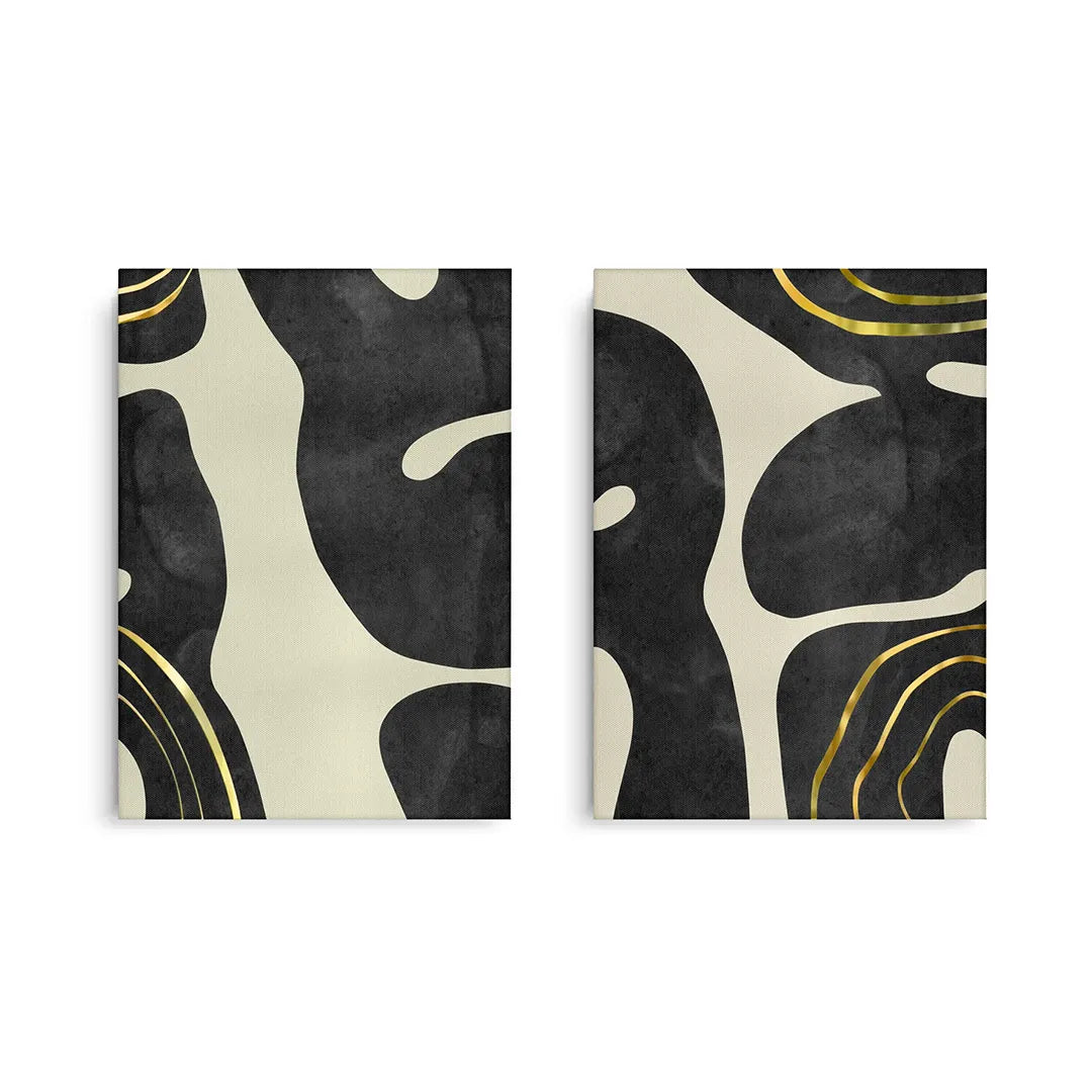 2Minimalist Black and Gold Set of 2 - Canvas