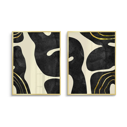 Minimalist Black and Gold Set of 2 - Fine Art