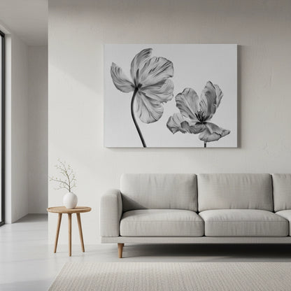 Minimalist Black and White Tulip - Canvas