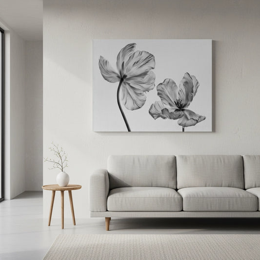 Minimalist Black and White Tulip - Canvas