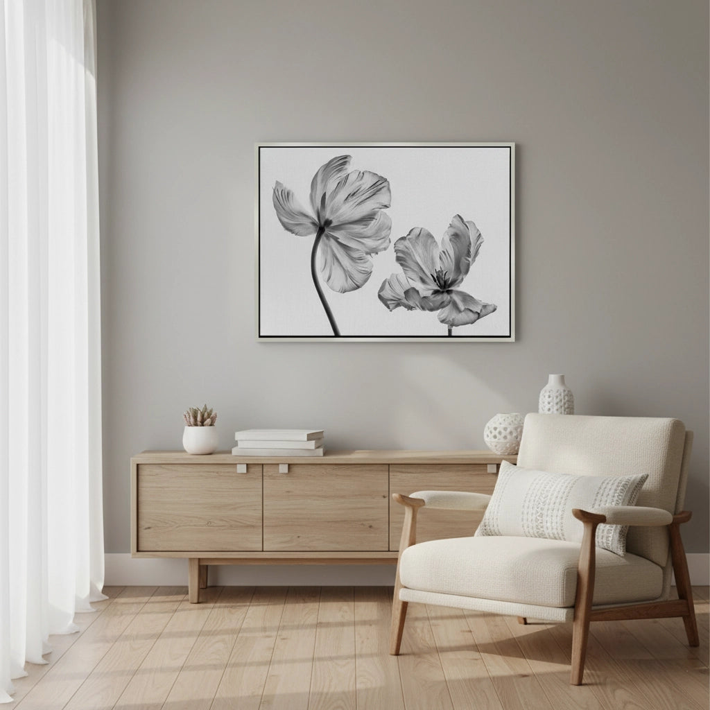 2Minimalist Black and White Tulip - Canvas