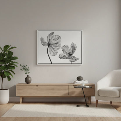Minimalist Black and White Tulip - Canvas