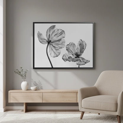 Minimalist Black and White Tulip - Canvas